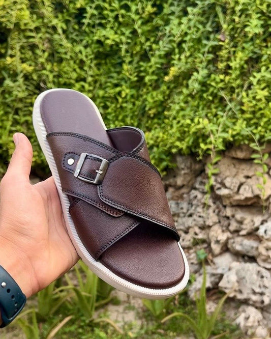 Strapped Vintage Brown Slide